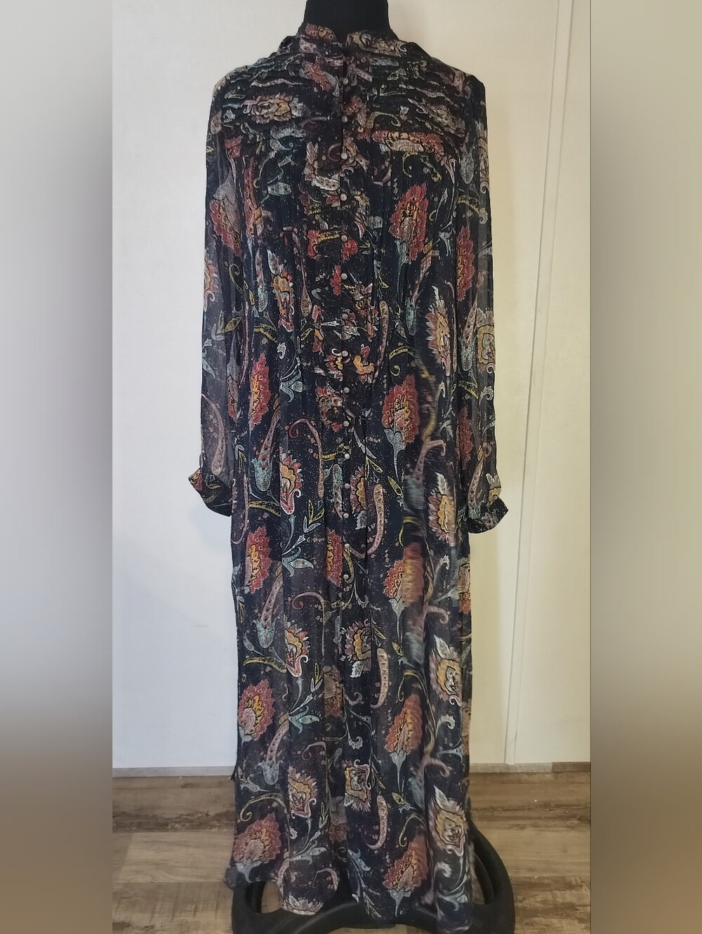 Floral Paisley Long Skirt - Black Multi